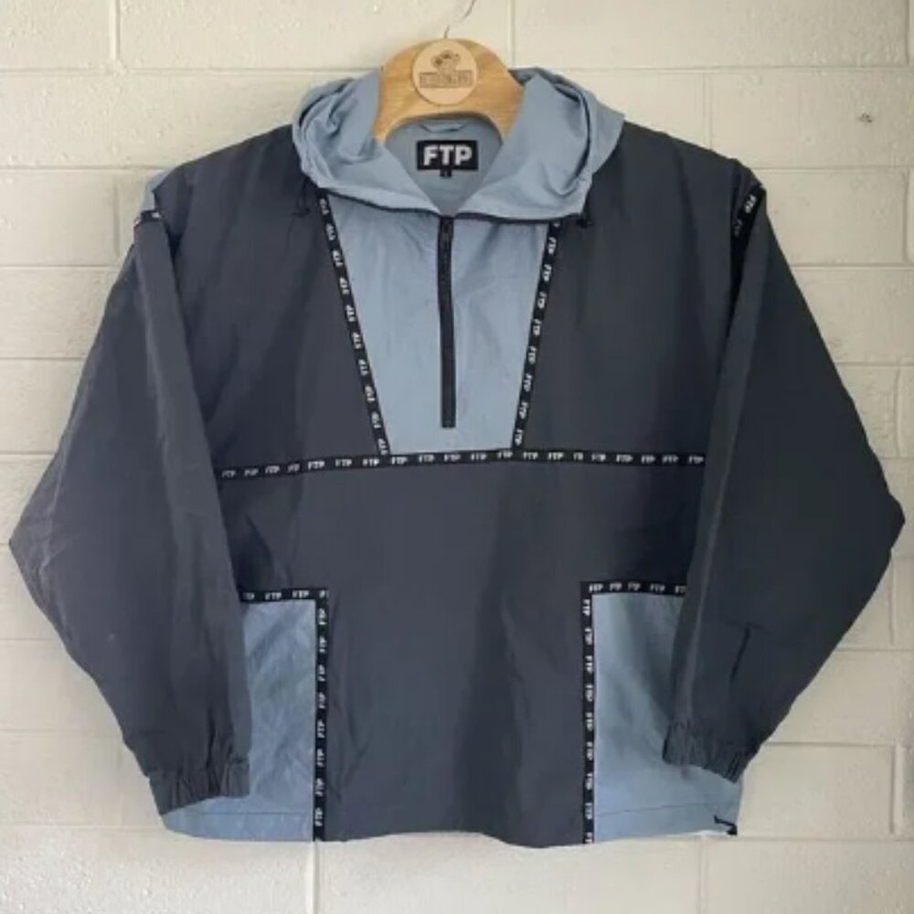 FTP Fck The Population Blue Pullover Windbreaker Jacket Men's Large